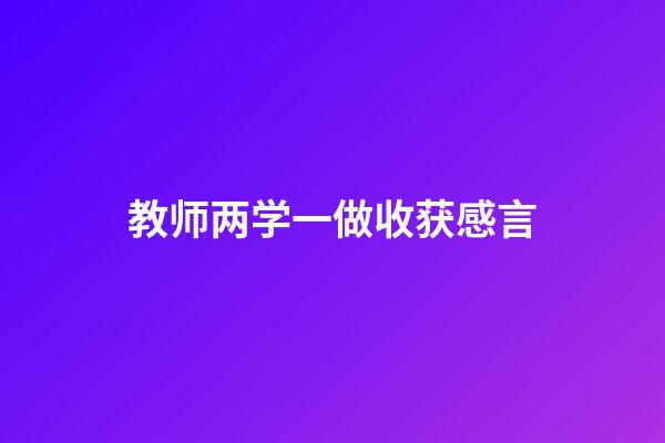 教师两学一做收获感言