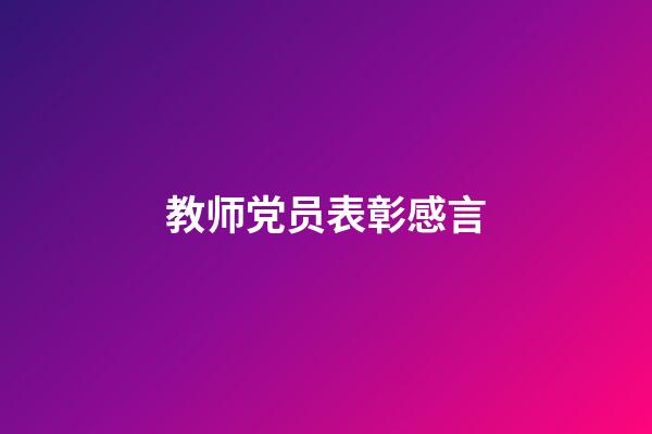 教师党员表彰感言