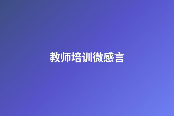 教师培训微感言