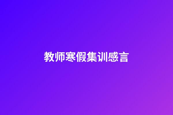 教师寒假集训感言