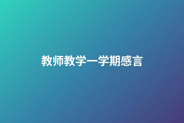 教师教学一学期感言