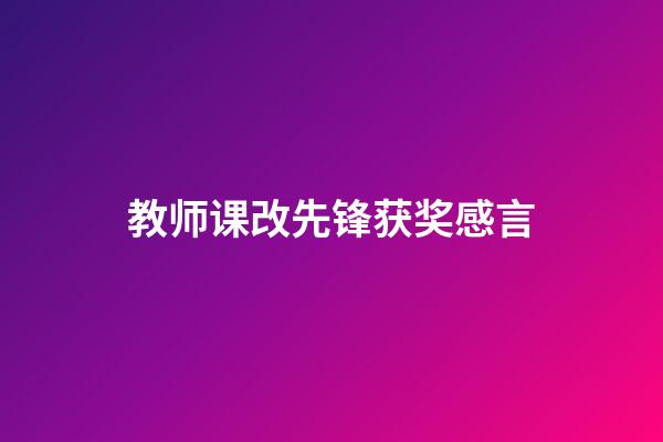 教师课改先锋获奖感言