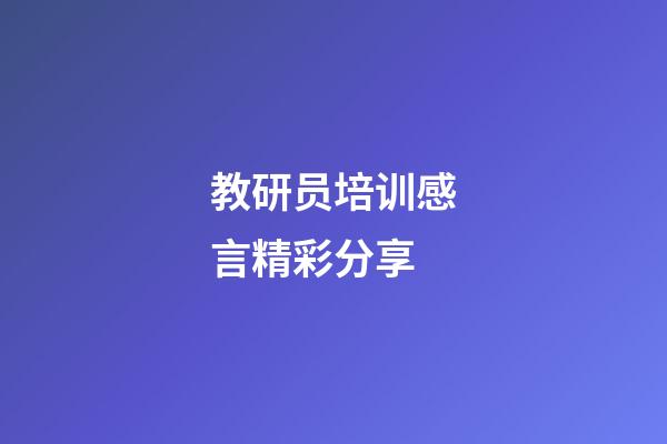 教研员培训感言精彩分享