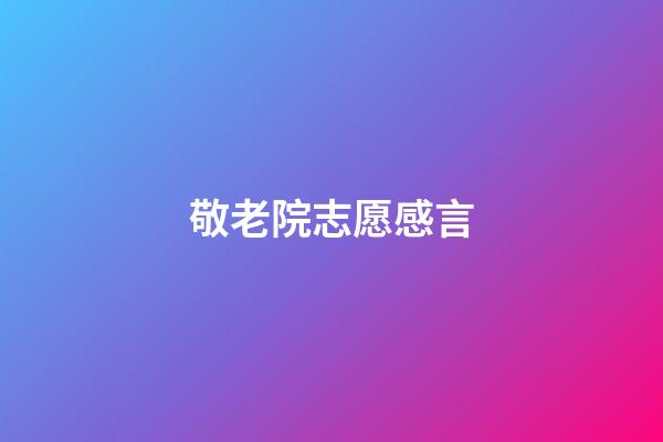 敬老院志愿感言