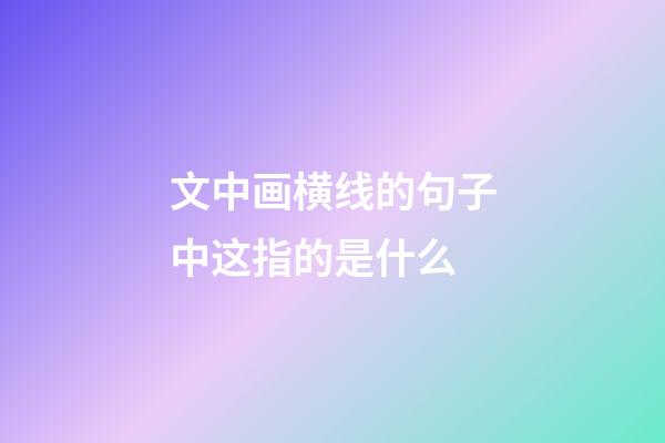 文中画横线的句子中这指的是什么