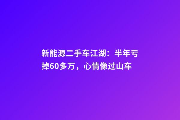 新能源二手车江湖：半年亏掉60多万，心情像过山车