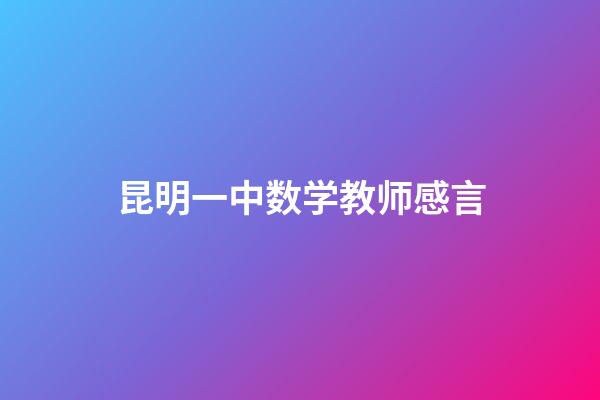 昆明一中数学教师感言