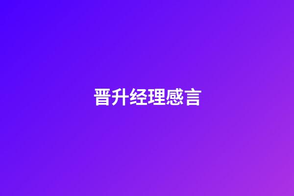 晋升经理感言