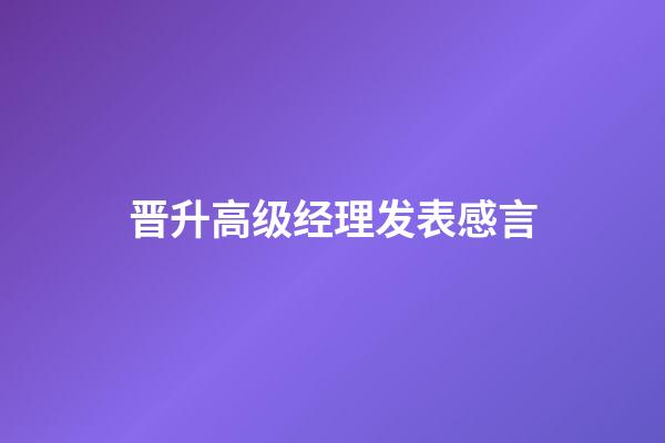 晋升高级经理发表感言