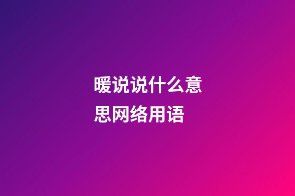 暖说说什么意思网络用语