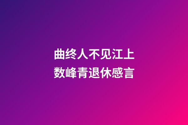 曲终人不见江上数峰青退休感言