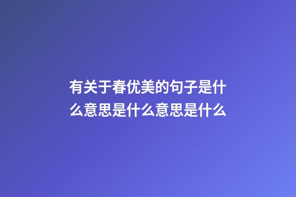 有关于春优美的句子是什么意思是什么意思是什么