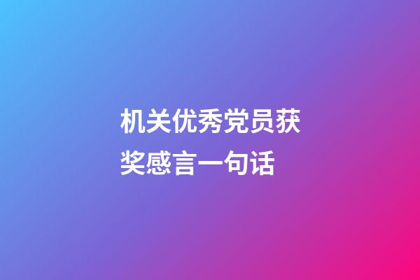 机关优秀党员获奖感言一句话