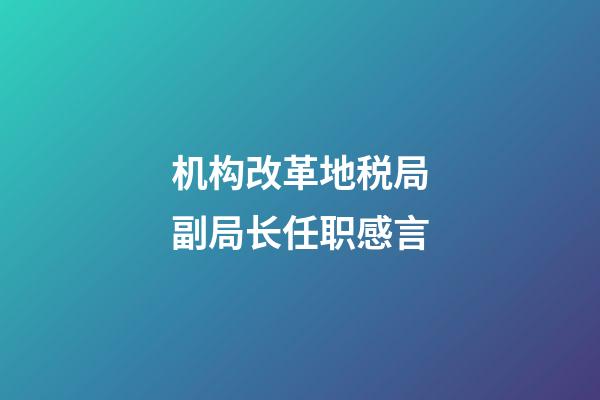 机构改革地税局副局长任职感言