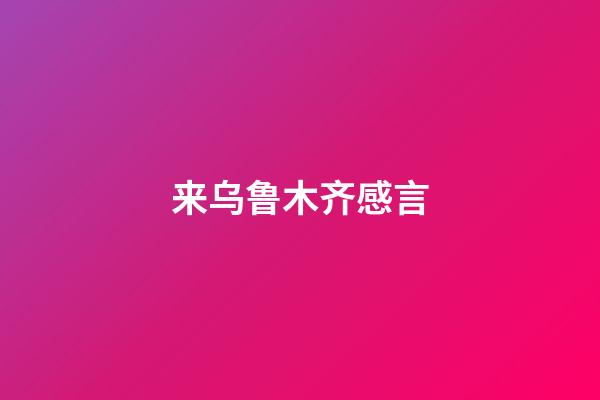 来乌鲁木齐感言