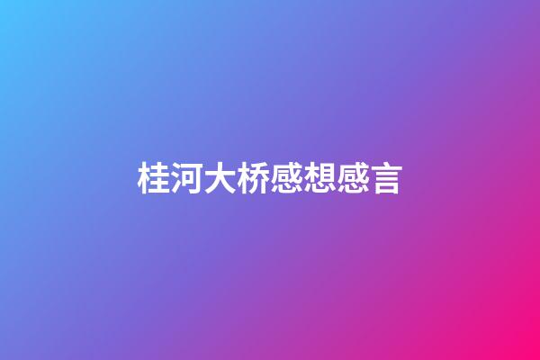 桂河大桥感想感言