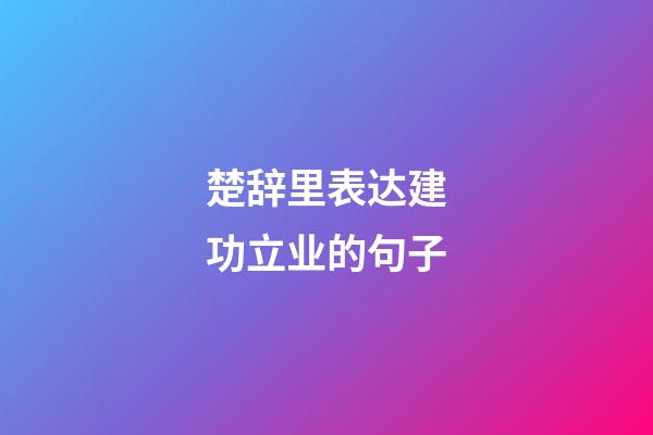 楚辞里表达建功立业的句子