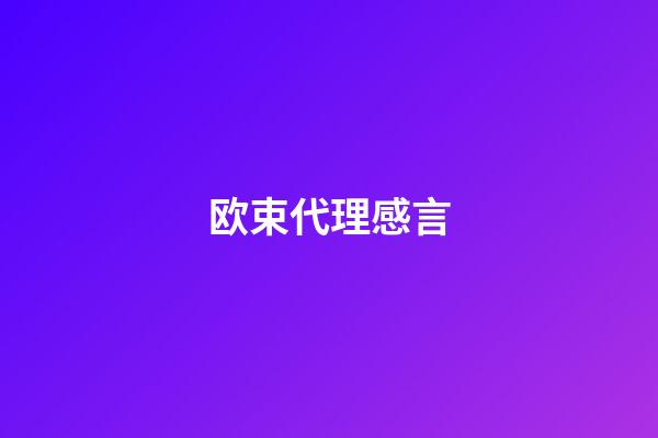 欧束代理感言