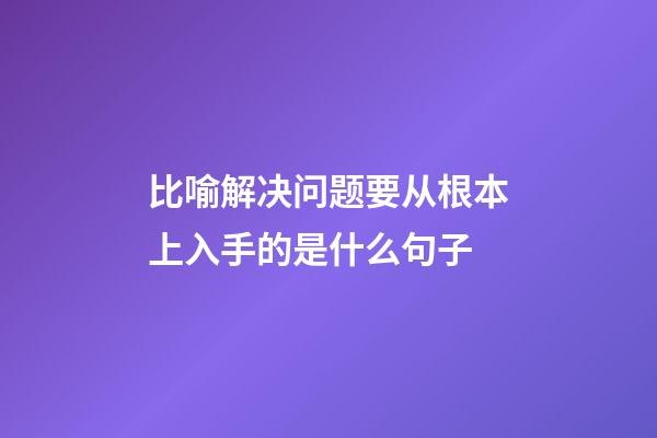 比喻解决问题要从根本上入手的是什么句子