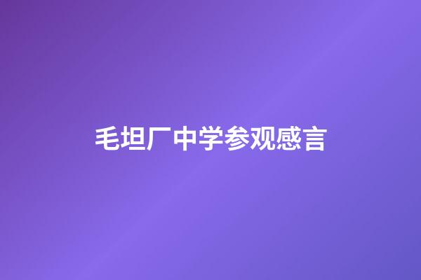 毛坦厂中学参观感言