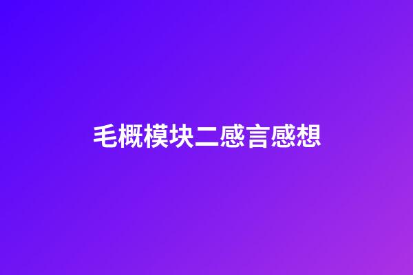 毛概模块二感言感想