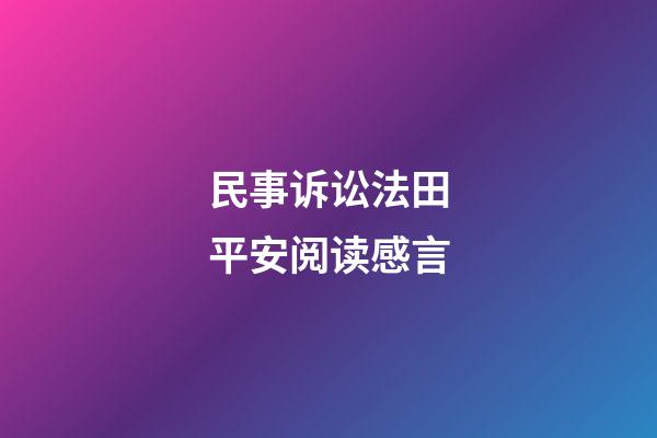 民事诉讼法田平安阅读感言