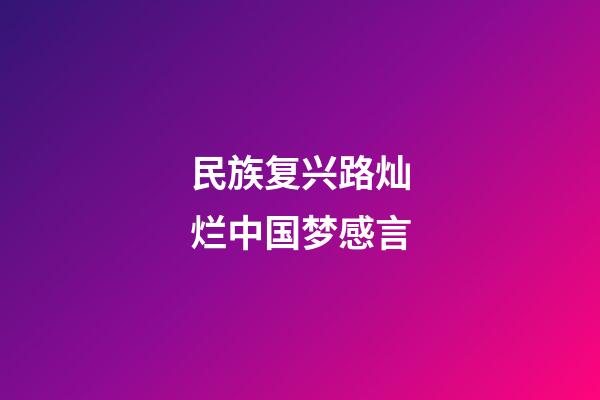 民族复兴路灿烂中国梦感言