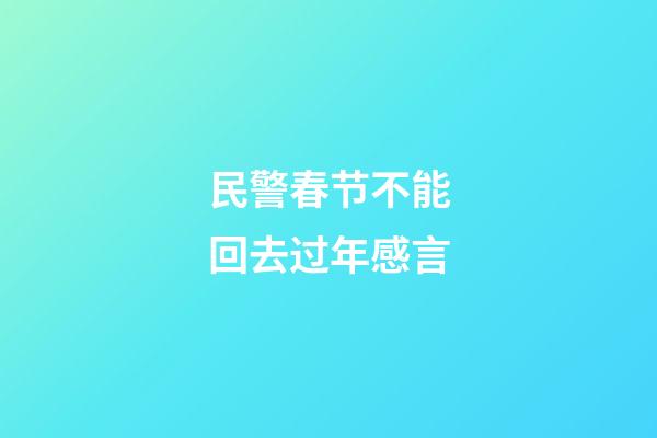 民警春节不能回去过年感言