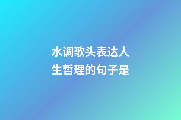 水调歌头表达人生哲理的句子是