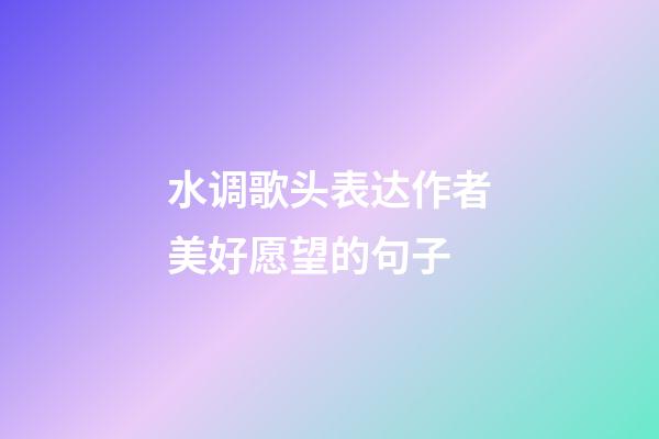 水调歌头表达作者美好愿望的句子