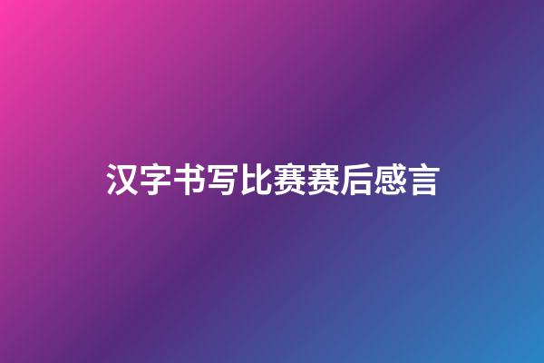 汉字书写比赛赛后感言