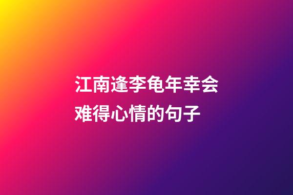 江南逢李龟年幸会难得心情的句子