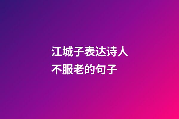 江城子表达诗人不服老的句子