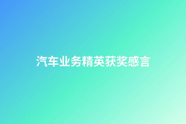 汽车业务精英获奖感言