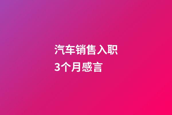 汽车销售入职3个月感言