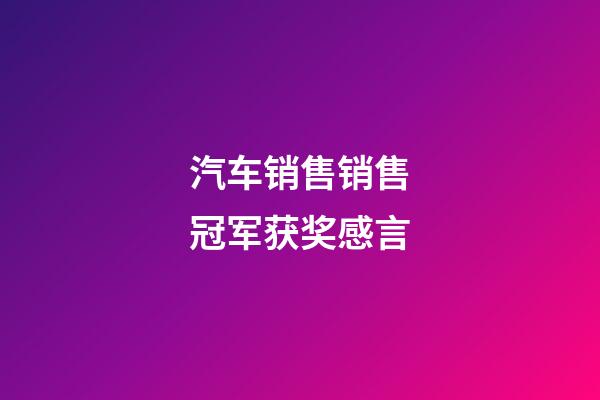 汽车销售销售冠军获奖感言