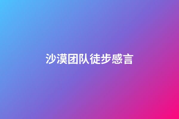 沙漠团队徒步感言