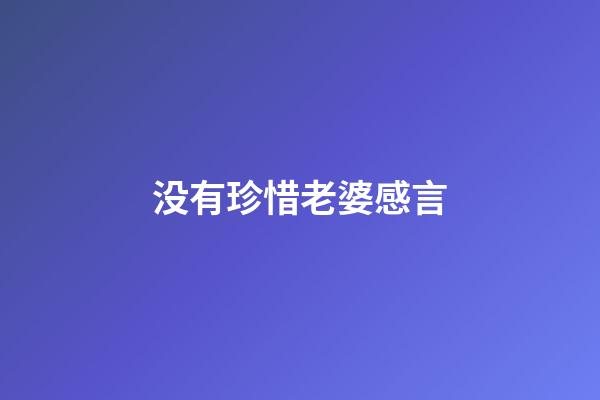 没有珍惜老婆感言