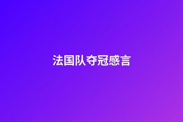 法国队夺冠感言