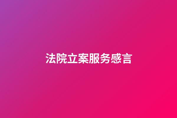 法院立案服务感言