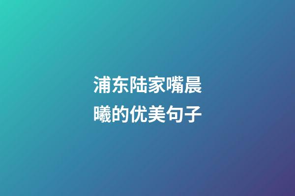 浦东陆家嘴晨曦的优美句子