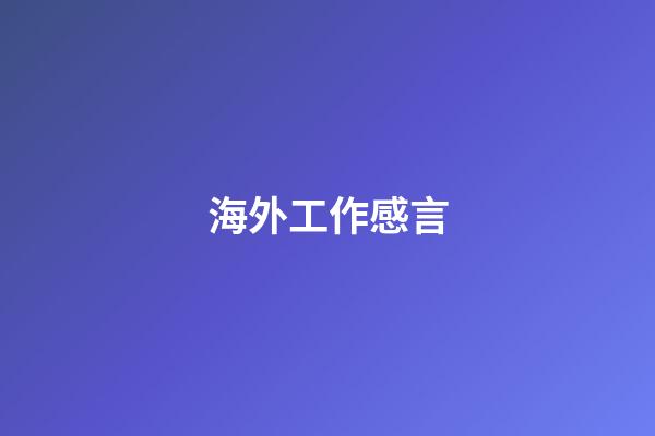 海外工作感言