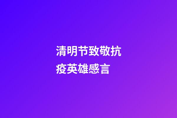 清明节致敬抗疫英雄感言