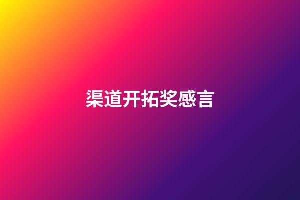 渠道开拓奖感言