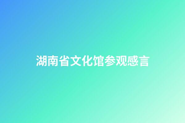 湖南省文化馆参观感言