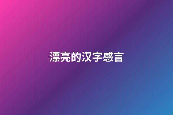 漂亮的汉字感言