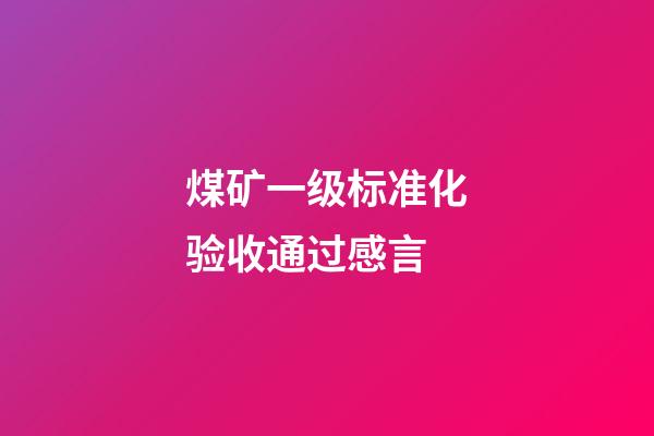 煤矿一级标准化验收通过感言