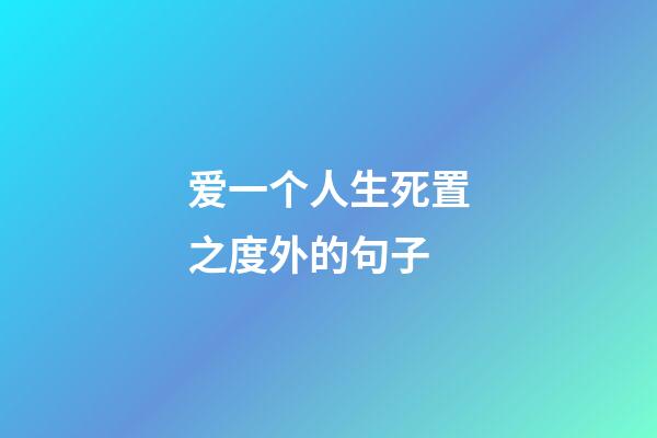 爱一个人生死置之度外的句子