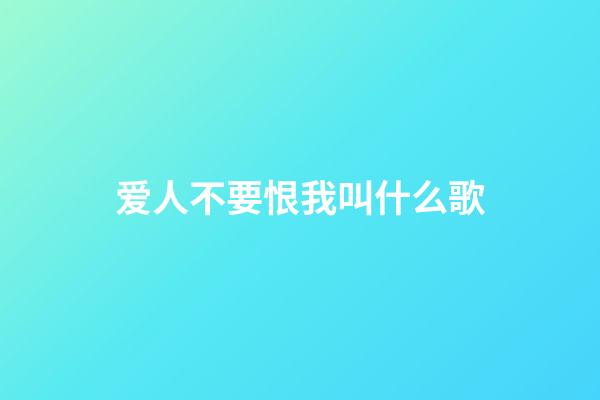 爱人不要恨我叫什么歌