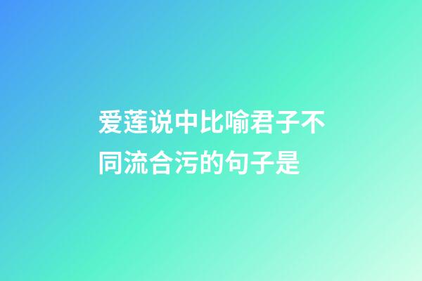 爱莲说中比喻君子不同流合污的句子是